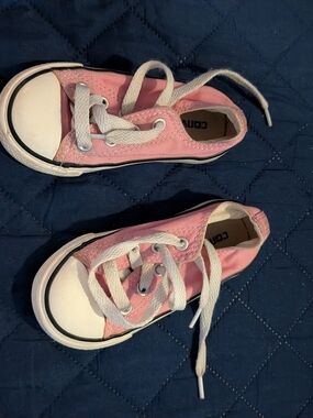 Converse Pink Canvas Kids Low-Top Sneakers with White Laces